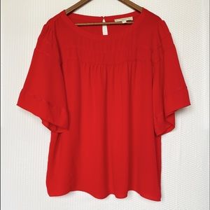 Loft Red Flowy Size X Large Blouse
